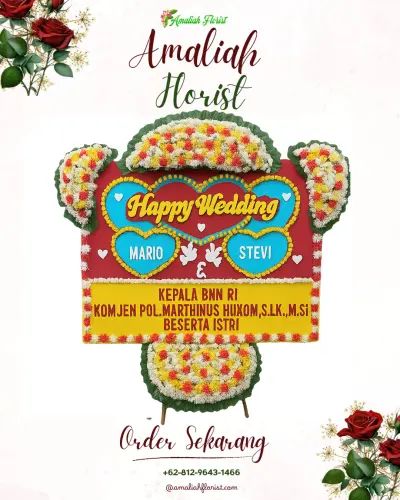 Karangan Papan Bunga Pernikahan di Salam